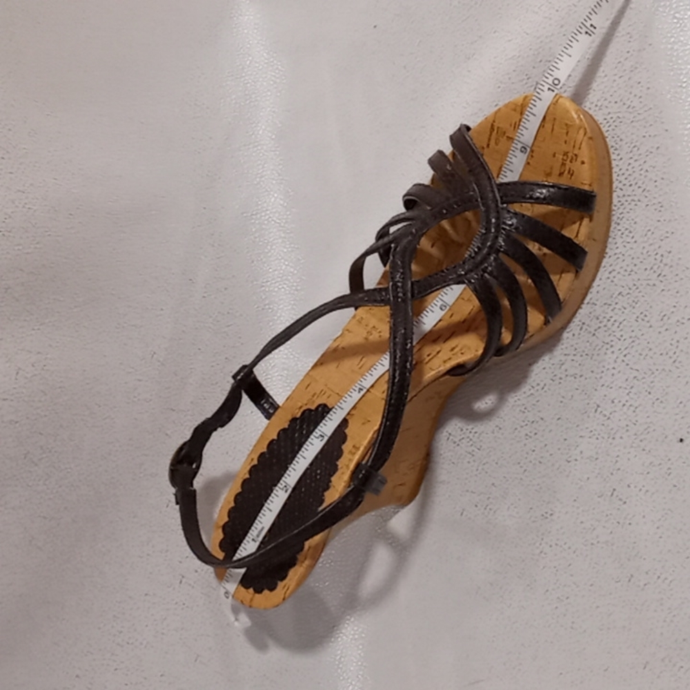 Le Chateau Dark Brown Strappy Wedge Sandals - Picture 5 of 10